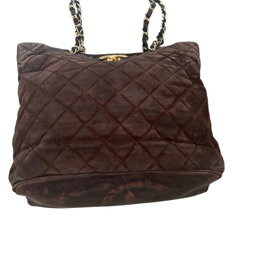 CHANEL Dark Brown Quilted Tote with Gold Chain - Picture 8 of 16